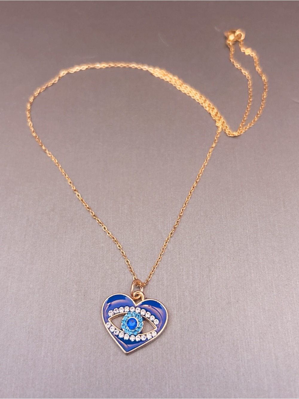 Heart Evil Eye 🧿 Gold Plated  Pendant 18 inch Necklace